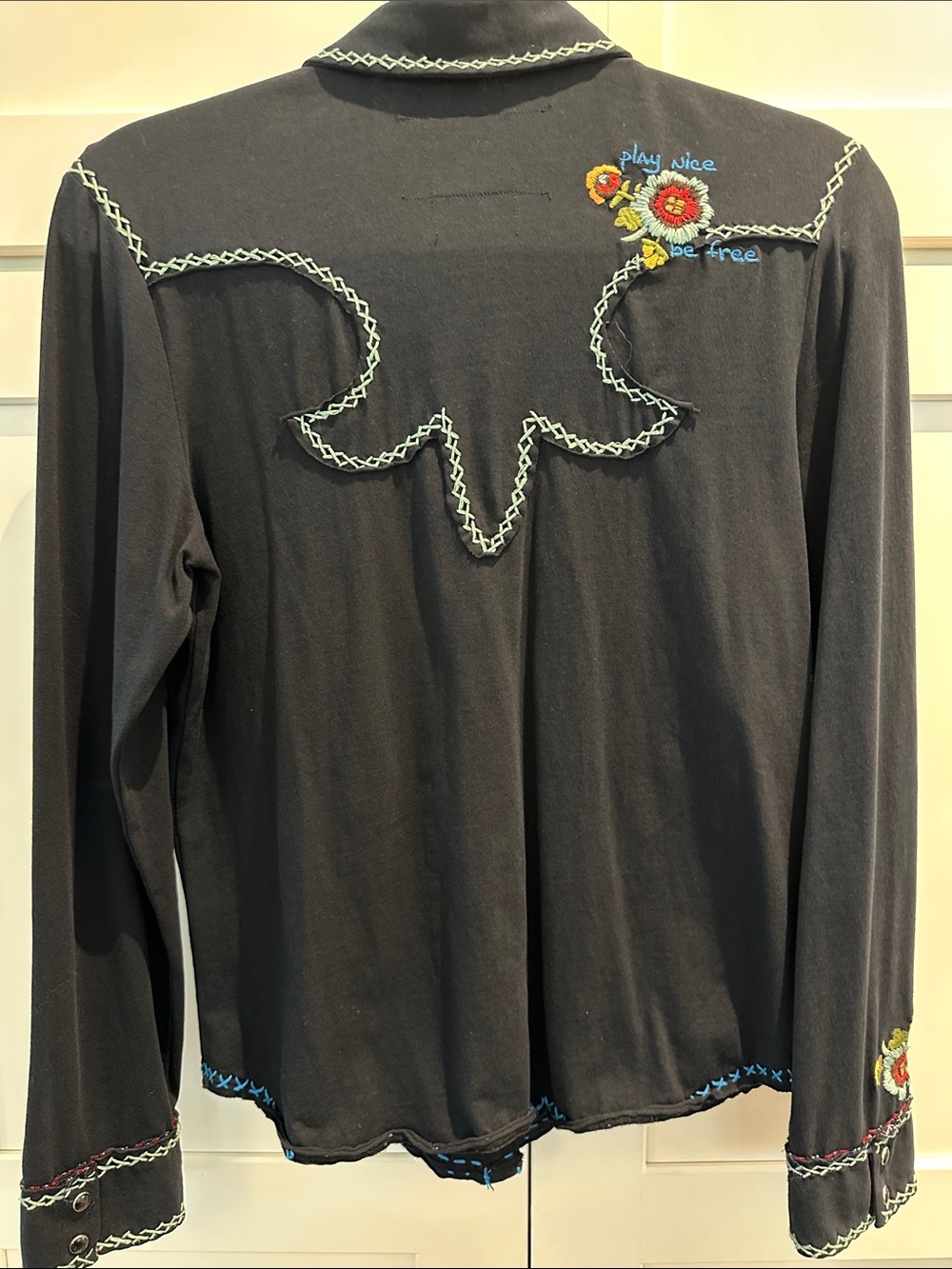 Double D Ranch Black Western Embroidered Button-Down Shirt - Picture 4 of 5
